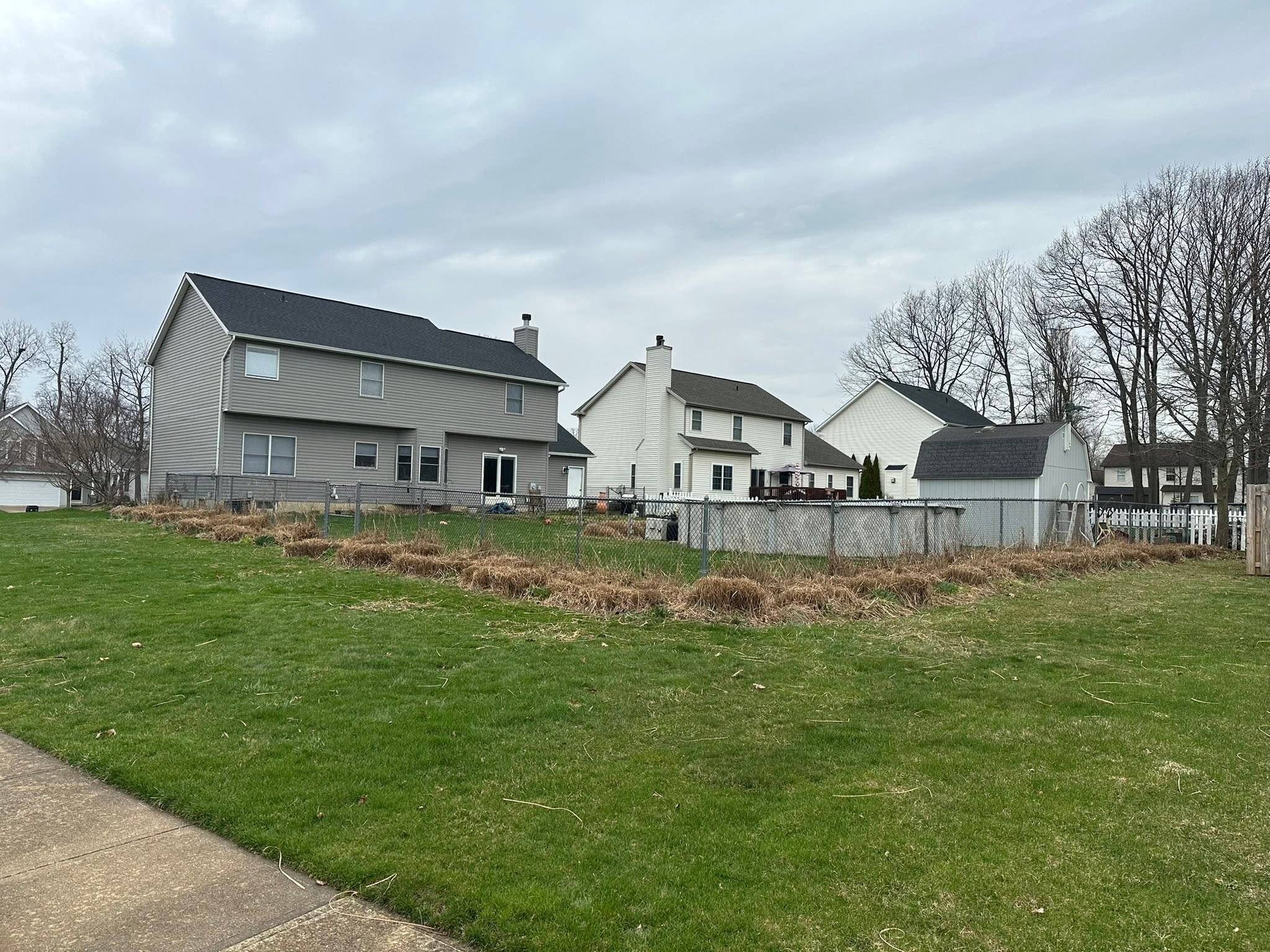 Freshly mowed residential lawn with clean lines